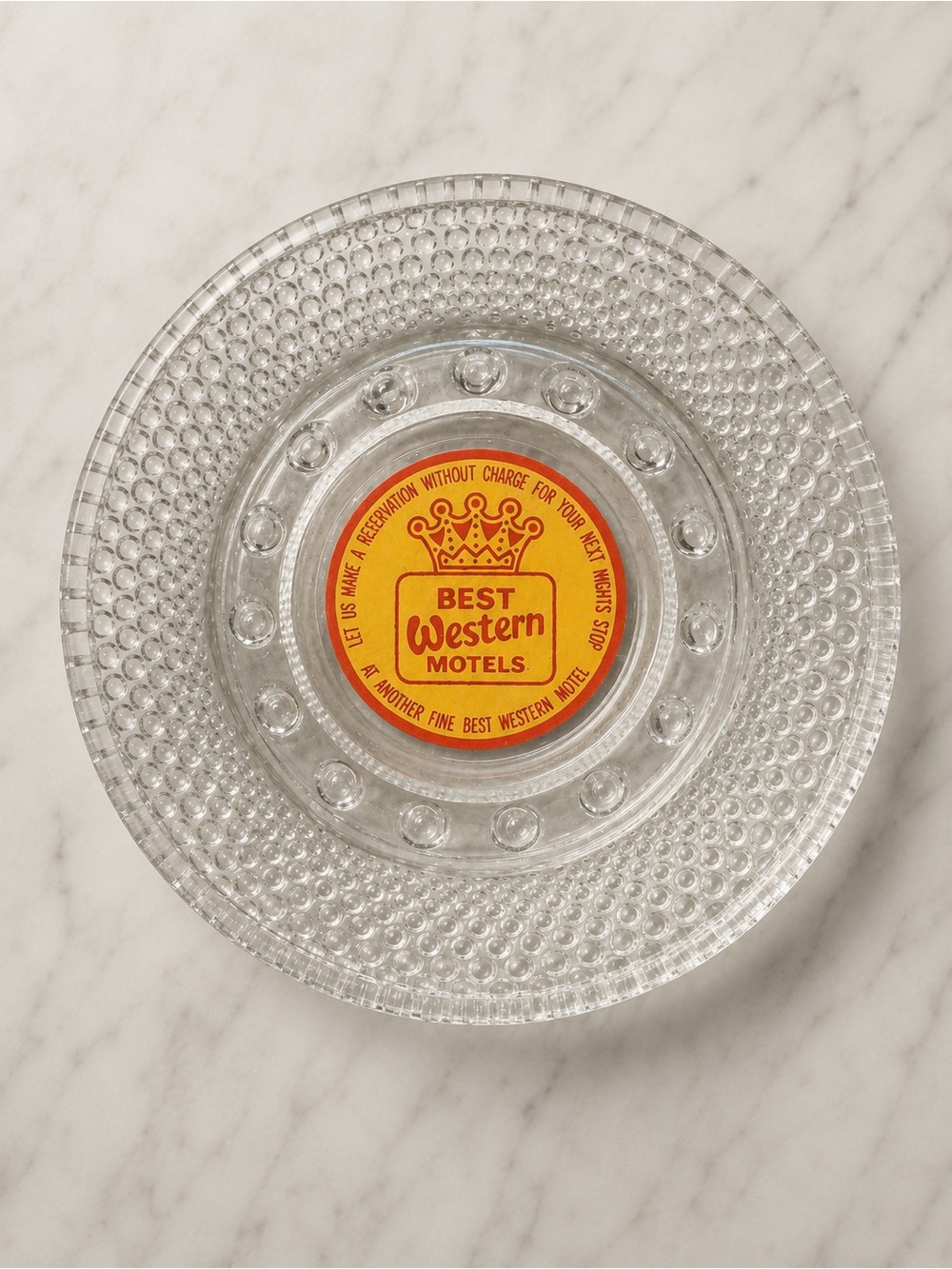 Vintage Best Western Glass Ashtray 5” Motel Advertising Collectible